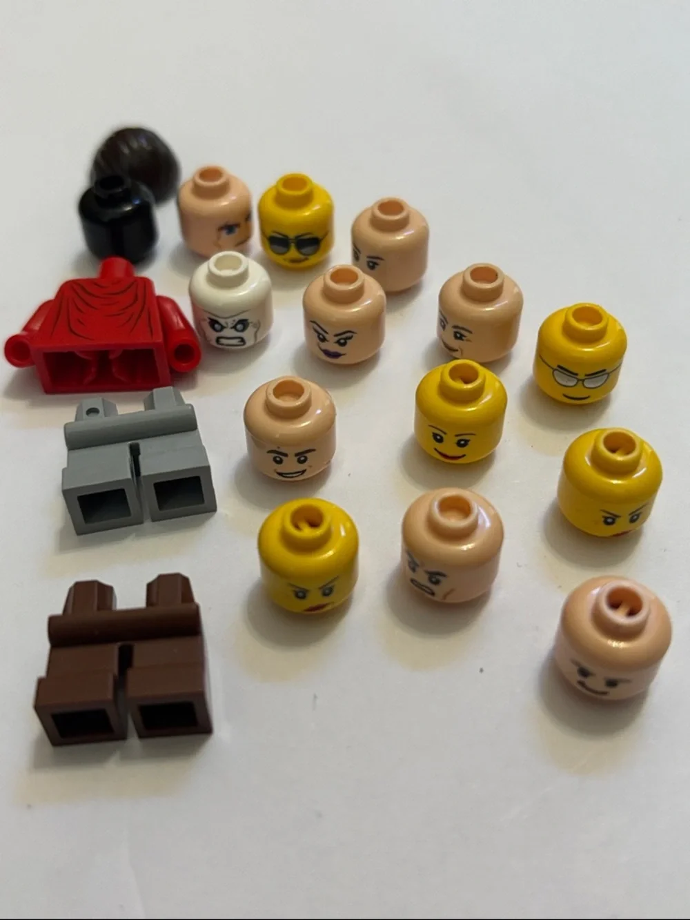 LEGO-Compatible Minifigure Heads Lego Torso Red Lego body Set Lego Heads pants